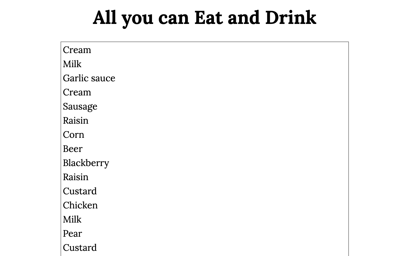 All you can eat and drink